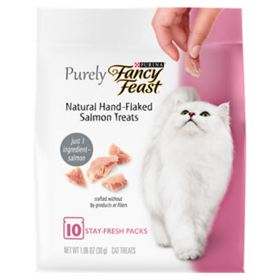 Purina Fancy Feast Natural Cat Treats, Purely Natural Hand-Flaked Salmon - 10 ct. Pouch