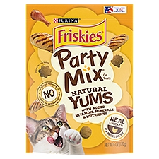 Purina Friskies Natural Cat Treats, Party Mix Natural Yums With Real Chicken - 6 oz. Pouch