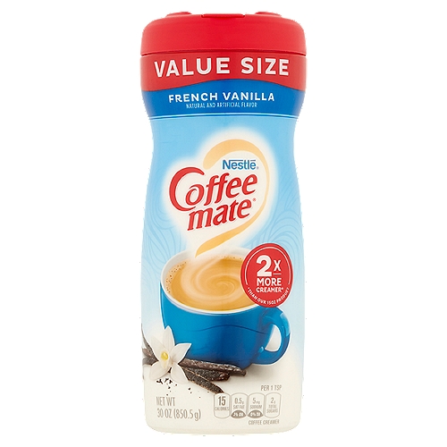Nestlé Coffee Mate French Vanilla Coffee Creamer Value Size, 30 oz
2x More Creamer*
*Than Our 15oz Product

Classic for a Reason
Your day just isn't the same unless you've got the taste of Warm, Rich Vanilla on your side. It's perfect for when your coffee needs a Little Something Extra - because this vanilla is anything but plain.