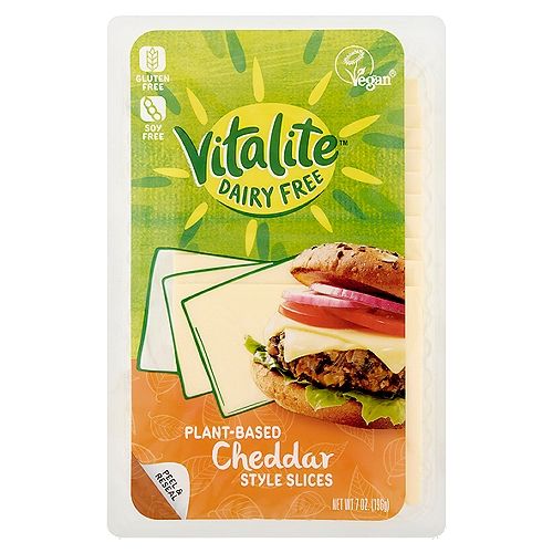 Vitalite Dairy Free Plant-Based Cheddar Style Slices Cheese, 7 oz