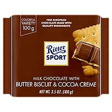 Ritter Sport Milk Chocolate with Butter Biscuit & Cocoa Creme, 3.5 oz