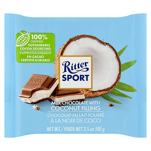 Ritter Sport Milk Chocolate with Coconut, 3.5 oz
