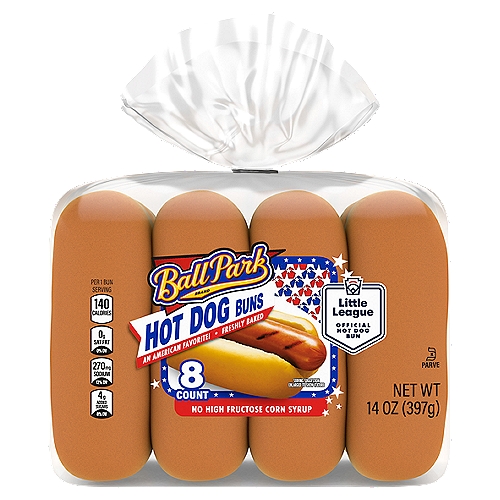 Ball Park White Hot Dog Buns, 8 count, 14 oz