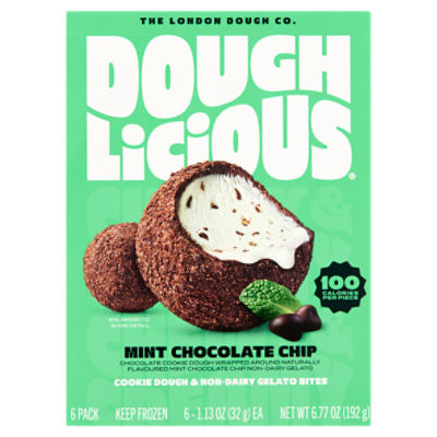 Doughlicious Mint Chocolate Chip Cookie Dough & Non-Dairy Gelato Bites, 1.13 oz, 6 count