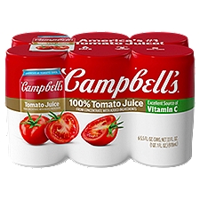 Campbell's 100% Tomato Juice, 5.5 fl oz, 6 count