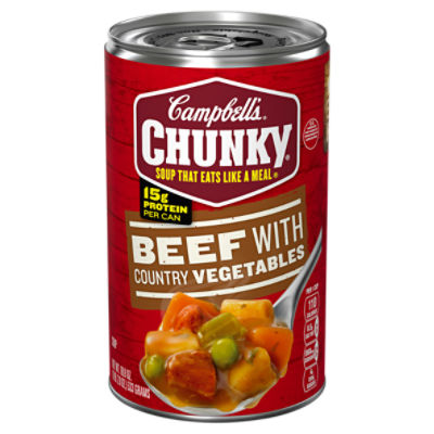 Campbell's Chunky Soup, Beef Soup with Country Vegetables, 18.8 Oz Can, 18.8 Ounce