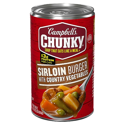 Campbell's Chunky Soup, Sirloin Burger With Country Vegetable Beef Soup, 18.8 oz Can