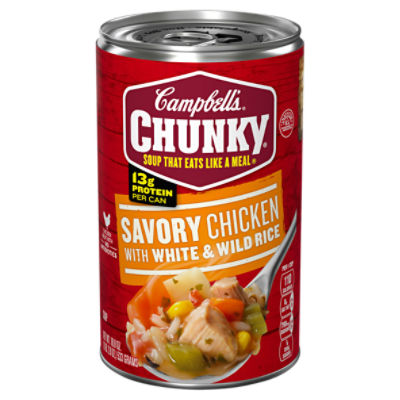 Campbell's Chunky Soup, Savory Chicken with White and Wild Rice Soup, 18.8 Oz Can