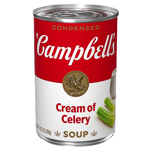 Add rich, creamy flavor to your favorite dishes with Campbell's Condensed Cream of Celery Soup, a vegetarian soup crafted with celery and farm-fresh cream. Use it as the hero ingredient in classic dishes like tuna noodle casserole, or substitute it for roux or bechamel as a sauce starter. Campbell's canned soup is a year-round pantry staple and a must-have for creating something quick and easy. It's also delicious on its own, topped with fresh herbs, or enjoyed with a sandwich or salad.