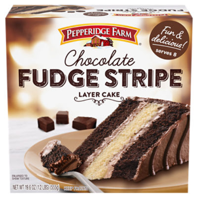 Pepperidge Farm Frozen Chocolate Fudge Stripe Layer Cake, 19.6 oz. Box, 19.6 Ounce