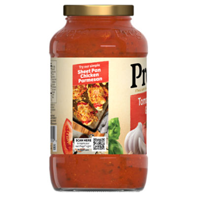 Prego Italian Tomato Sauce with Basil Garlic 24 oz Jar Fairway