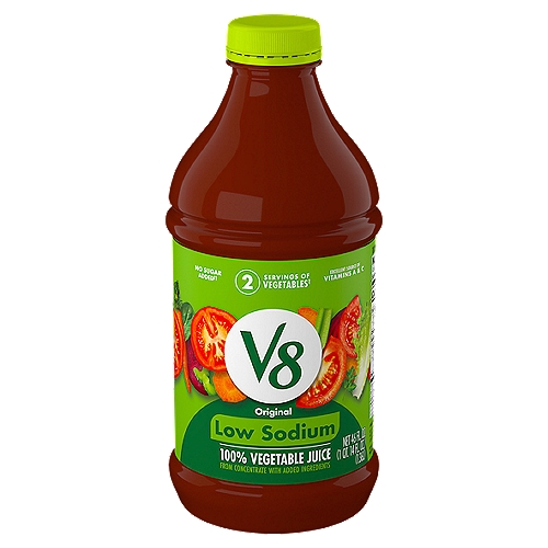 V8 Low Sodium Original 100% Vegetable Juice, 46 fl oz Bottle