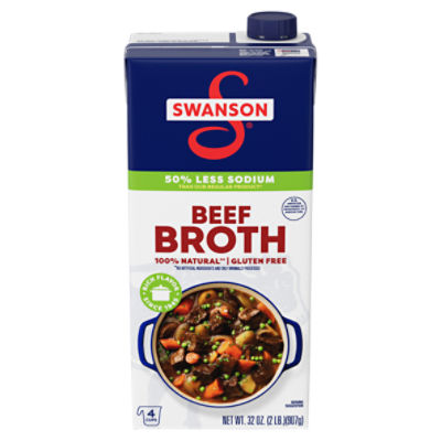 Swanson 100 Natural Lower Sodium Beef Broth, 32 oz Carton Fairway