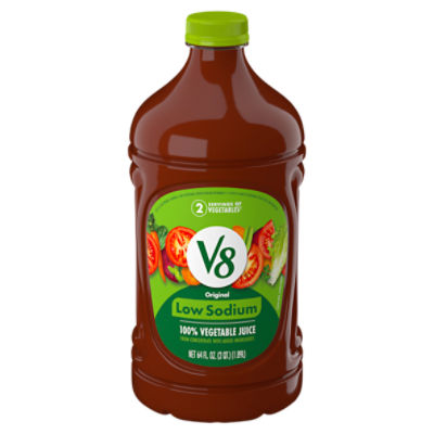 V8 Low Sodium Original 100% Vegetable Juice, 64 fl oz Bottle