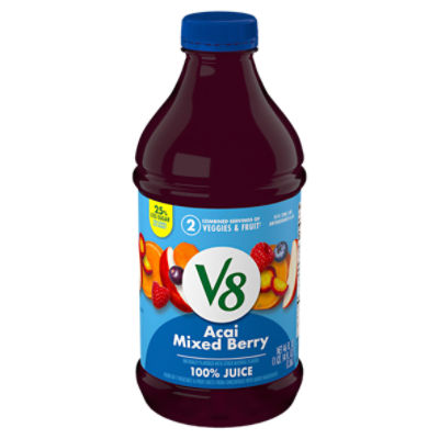 V8 Acai Mixed Berry 100 Fruit and Vegetable Juice, 46 fl oz Bottle