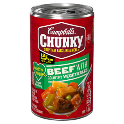 Campbell's Chunky Healthy Request Soup, Beef Soup with Country Vegetables, 18.8 Oz Can