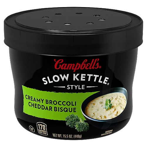 Campbell's Slow Kettle Style Creamy Broccoli Cheddar Bisque, 15.5 oz Microwavable Bowl
