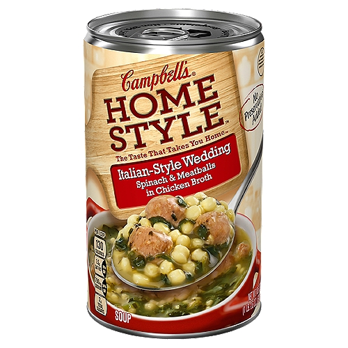 Campbell's Home Style Italian-Style Wedding Soup, 18.6 oz
Spinach & Meatballs in Chicken Broth
