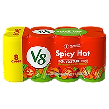 V8 Spicy Hot 100% Vegetable Juice, 5.5 fl oz Can (Pack of 8), 44 Fluid ounce