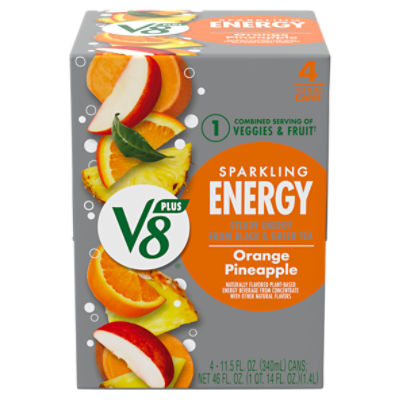 V8 SPARKLING +ENERGY Orange Pineapple Energy Drink, 11.5 fl oz Can
