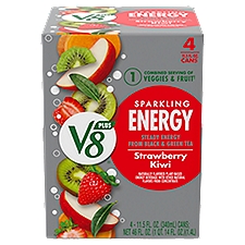 V8 Plus Strawberry Kiwi Sparkling Energy, Beverage, 11.5 Ounce