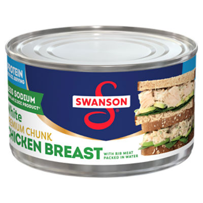 Swanson 35% Less Sodium White Premium Chunk Canned Chicken Breast in Water, 12.5 OZ Can