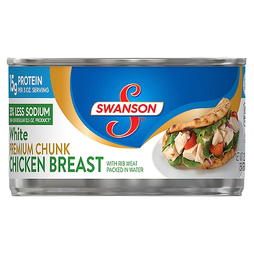 Swanson 35% Less Sodium White Premium Chunk Canned Chicken Breast in Water, 12.5 OZ Can