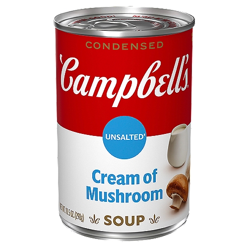 Campbell's Condensed Unsalted Cream of Mushroom Soup, 10.5 oz
Unsalted‡
‡Not a Sodium Free Food