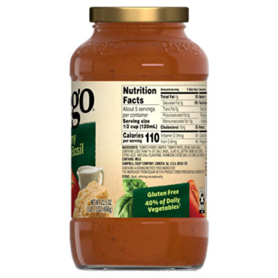 Prego Creamy Tomato Basil Pasta Sauce 23.5 oz Jar ShopRite