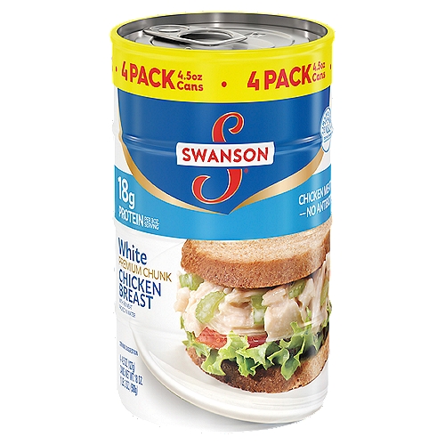 Swanson White Premium Chunk Canned Chicken Breast in Water, 4.5 OZ Can (Pack of 4)