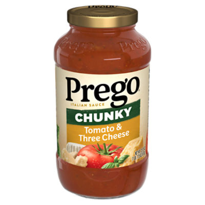 Prego Chunky Tomato and Three Cheese Pasta Sauce, 23.75 oz Jar