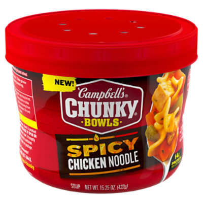 Campbell's Chunky Soup, Spicy Chicken Noodle Soup, 15.25 oz Microwavable Bowl