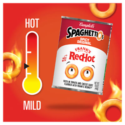 SpaghettiOs Spicy Original made with Frank's RedHot, Canned Pasta, 15.8 OZ  Can