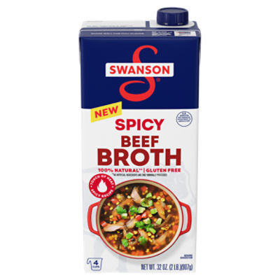 Swanson 100% Natural Spicy Beef Broth, 32 oz Carton