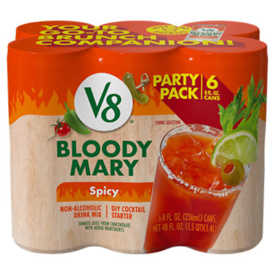 V8 Bloody Mary Spicy Mix, 8 fl oz Can (Pack of 6)