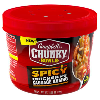 Campbell's Chunky Soup, Spicy Chicken & Sausage Gumbo Soup, 15.25 oz Microwavable Bowl