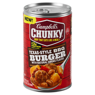 Campbell's Chunky Soup, Texas-Style BBQ Burger with Natural Smoke Flavor, 18.8 oz Can