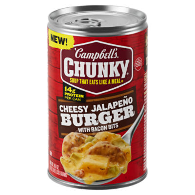 Campbell's Chunky Soup, Cheesy Jalapeño Burger with Bacon Bits, 18.8 oz Can