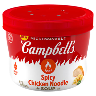 Campbell's Spicy Chicken Noodle Soup, 15.4 oz Microwavable Bowl, 15.4 Ounce