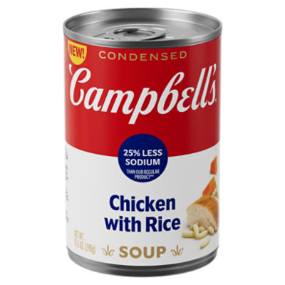 Campbell's Condensed 25% Less Sodium Chicken and Rice Soup, 10.5 oz Can, 10.5 Ounce