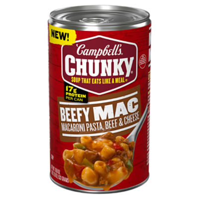 Campbell's Chunky Beefy Mac Macaroni Pasta, Beef & Cheese Soup, 18.8 oz