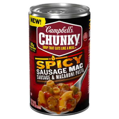 Campbell's Chunky Spicy Sausage Mac Sausage & Macaroni Pasta Soup, 18.8 oz