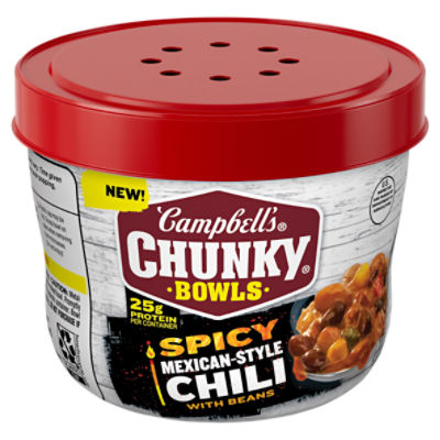 Campbell's Chunky Bowls Spicy Mexican-Style Chili with Beans, 15.25 oz, 15.25 Ounce
