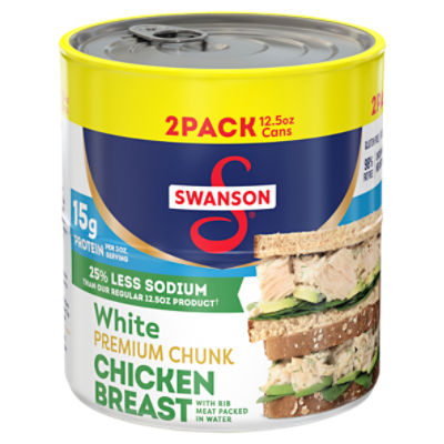 Swanson White Premium Chunk Chicken Breast with Rib Meat Packed in Water, 12.5 oz, 2 count