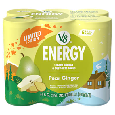 V8 Pear Ginger Energy Beverage Limited Edition, 8 fl oz, 6 count