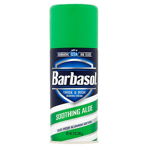 Barbasol Soothing Aloe Thick & Rich Shaving Cream, 7 oz
Close Shave® Formula
The premium formula and quality ingredients produce a rich, thick lather and exceptional razor glide. 