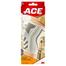 ACE™ Brand Compression Knee Brace with Side Stabilizers, Medium, White/Gray, 1/Pack