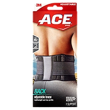 ACE™ Brand Back Brace, Adjustable, Black/Gray, 1/Pack, 1 Each