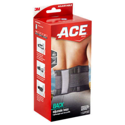 ACE Brand Contoured Back Support, Adjustable Compression, Low-Profile Brace