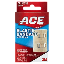 Ace Brand Bandage with Clips, Elastic 3 in. Beige, 1 Each